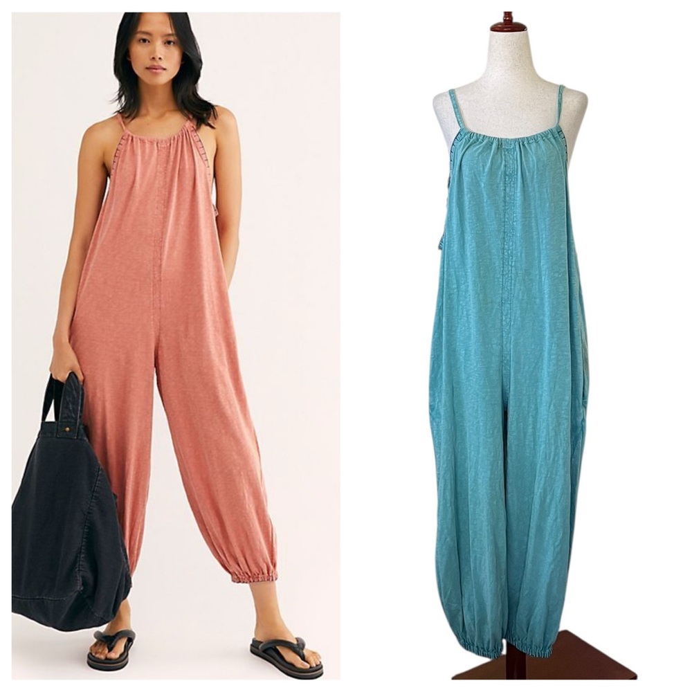 Free People Better Off Teal Jumpsuit | Slouchy Jumpsuit